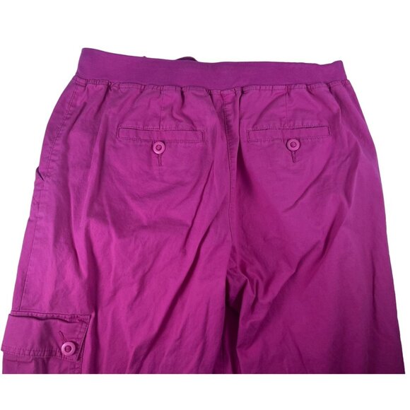 Ruby Rd. Stretch Straight Leg Cargo Pants Women's 8 Hot Pink Drawstring Pockets - Picture 7 of 8